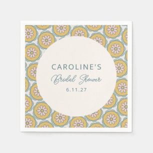 Serviette En Papier Retro Boho Floral Jaune Personnalisé Shower de Mar