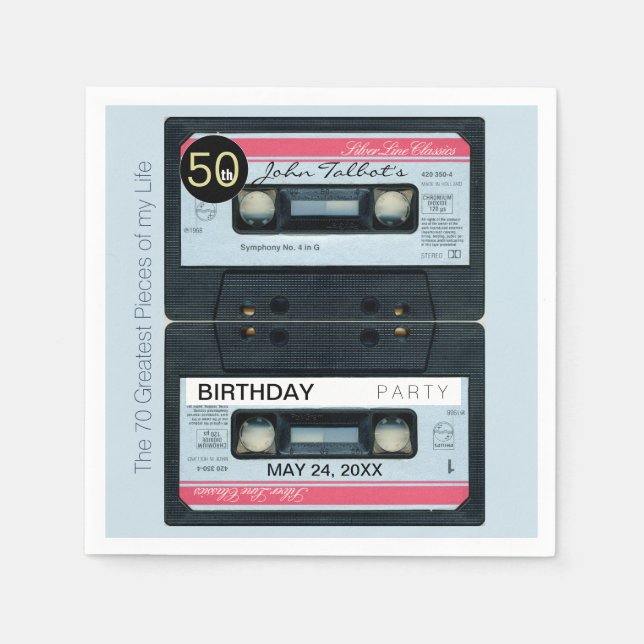 Serviette En Papier Retro C Audiotape 50e anniversaire Papier de fête  (Devant)