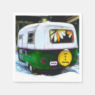 Serviette En Papier Retro Camper Hippie Life Est Un Voyage Juste Aller
