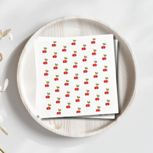Serviette En Papier Retro Cherry Berry 1er anniversaire Rouge et vert