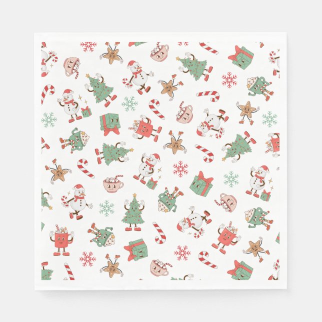 Serviette En Papier Retro Chillin' avec mes neiges Noël (Devant)