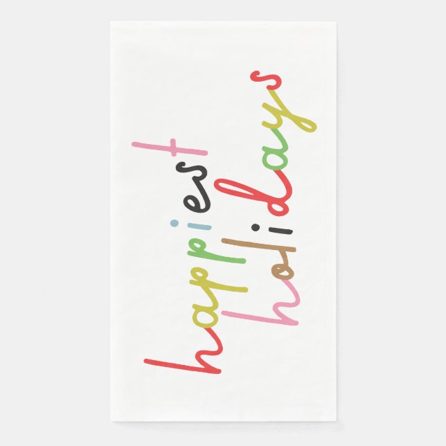 Serviette En Papier rétro coloré Joyeux Noël Fête (Devant)