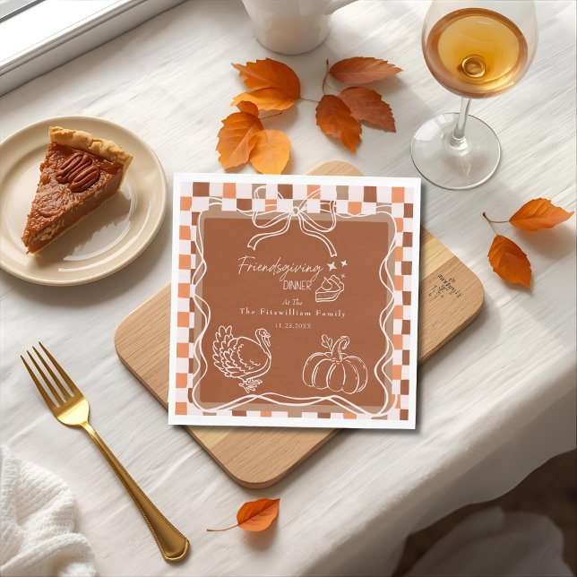 Serviette En Papier Retro Coquette Friendsgiving dinner Thanksgiving (Retro Coquette Friendsgiving dinner Thanksgiving Napkins)