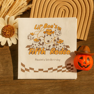 Serviette En Papier Retro Cowboy Halloween À damiers Motif Anniversair