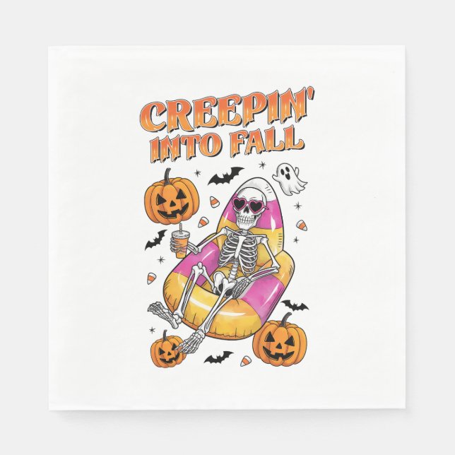 Serviette En Papier Retro Creepin dans Halloween d'automne (Devant)