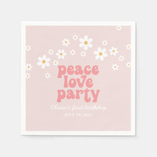 Serviette En Papier Retro Daisy Peace Love Party Anniversaire
