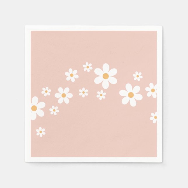 Serviette En Papier Retro Daisy Super Rose floral (Devant)