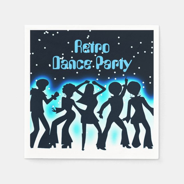 Serviette En Papier Retro Dance Party Turquoise (Devant)
