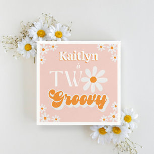 Serviette En Papier Retro Deux Super filles 2e anniversaire