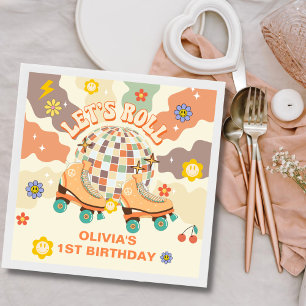 Serviette En Papier Retro Disco Roller Skate 1er anniversaire