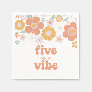 Serviette En Papier Retro Floral Five est un Vibe 5e anniversaire