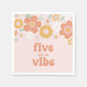 Serviette En Papier Retro Floral Five est un Vibe 5e anniversaire