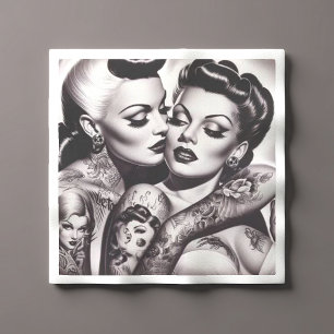 Serviette En Papier Retro Glam Tattoo Girls