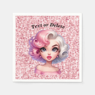 Serviette En Papier Retro Glamor Girl Animée mignonne Cartoon Beauté