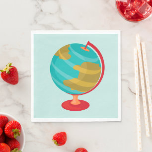 Serviette En Papier Retro Globe Illustration Vintage Earth Map