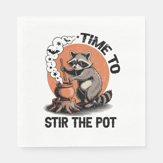 Serviette En Papier Retro Halloween Feral Time to Stir Pot (Devant)