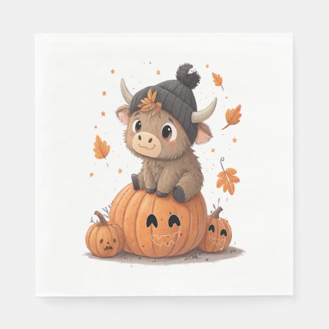 Serviette En Papier Retro Halloween Highland Cow (Devant)