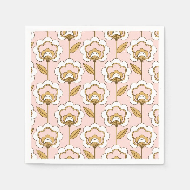 Serviette En Papier Retro Jardin rose motif floral (Devant)