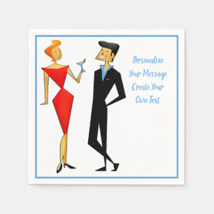 Serviette En Papier Retro les années 50 Man Femme Couple Cocktail Part