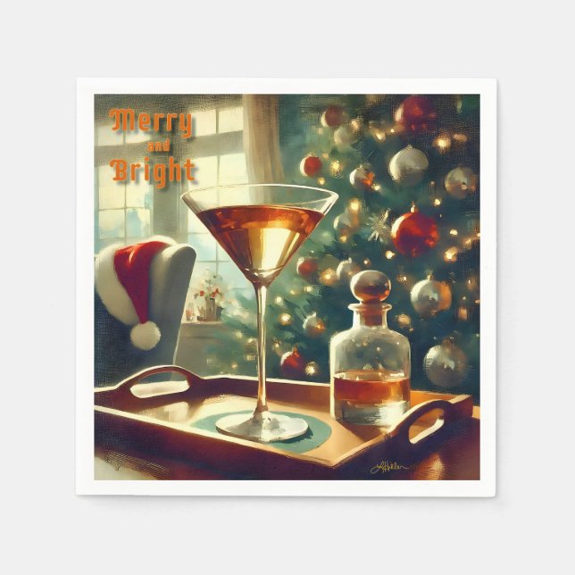 Serviette En Papier Retro les années 50 Manhattan Martini Pour Père No (Devant)