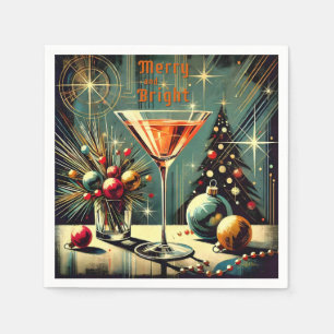 Serviette En Papier Retro les années 50 Merry & Bright Christmas Marti