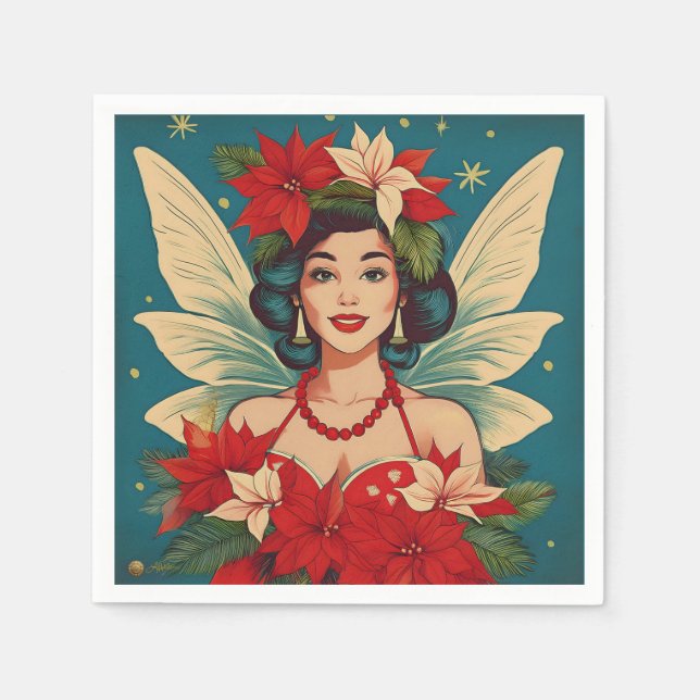 Serviette En Papier Retro les années 50 Tropical Christmas Pin-Up Beau (Devant)
