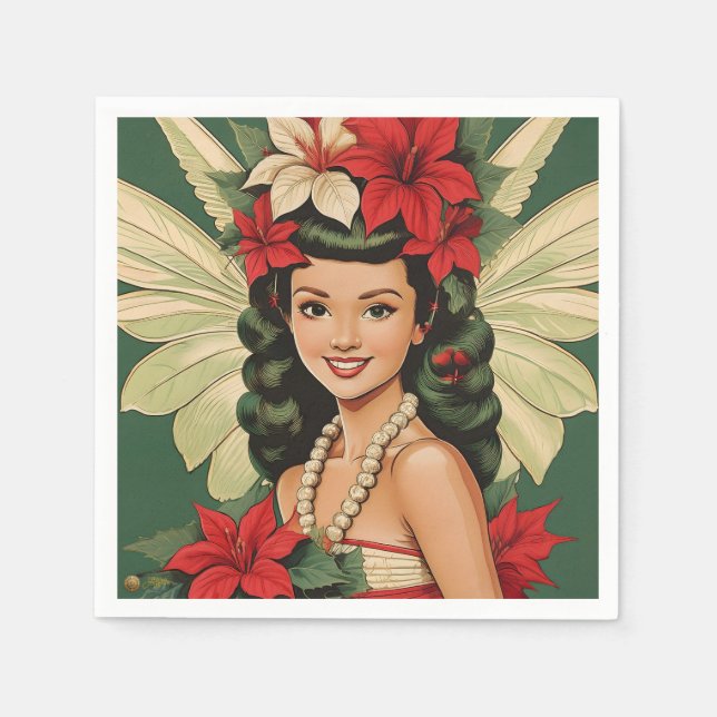 Serviette En Papier Retro les années 50 Tropical Christmas Princesse (Devant)