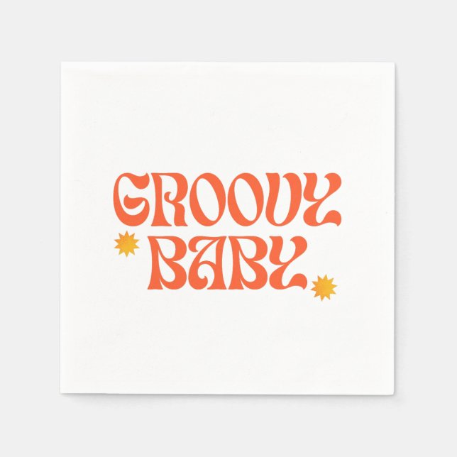 Serviette En Papier Retro les années 70 moutarde Orange Hippie Super b (Devant)