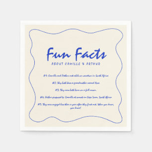 Serviette En Papier Rétro manuscrit Fun Facts Mariage bleu