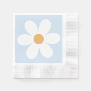 Serviette En Papier Retro marguerite boho bleu