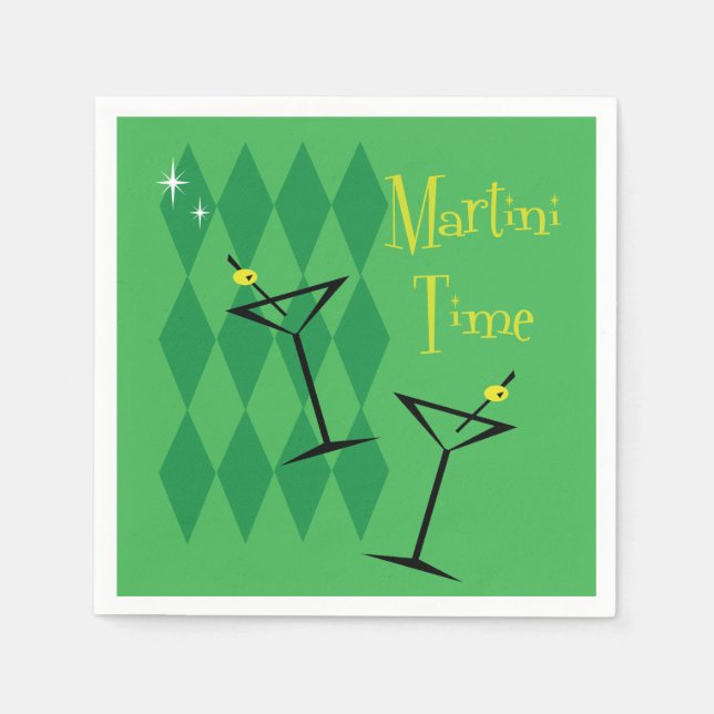 Serviette En Papier Retro Martini (Devant)