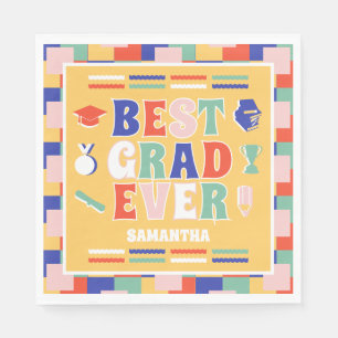 Serviette En Papier Retro Meilleur Grad Ever Jaune Graduation Party