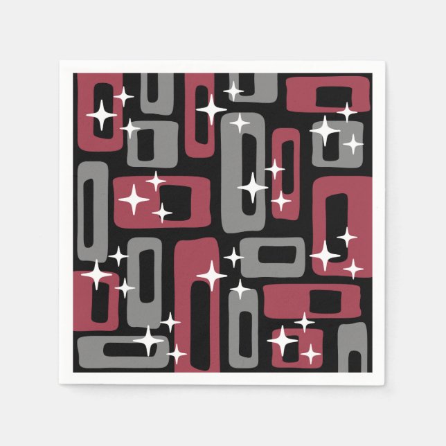 Serviette En Papier Retro Mid-Century Moderne Abstrait (Devant)