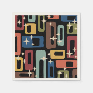 Serviette En Papier Retro Mid-Century Moderne Abstrait