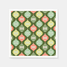 Retro Mid Century Rouge & Olive Vert Noël