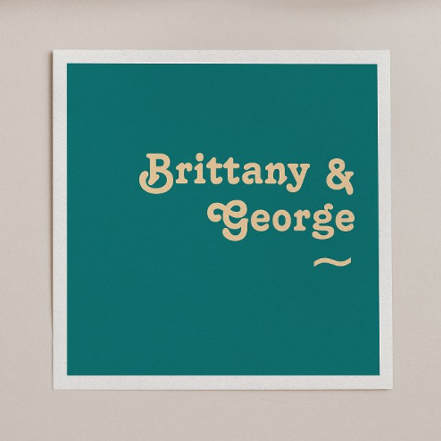 Serviette En Papier Rétro moderne | Napkins Mariage Turquoise (Créateur téléchargé)