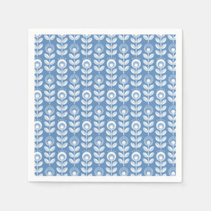 Serviette En Papier Rétro motif bleu scandinave