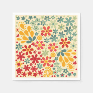 Serviette En Papier Retro. Motifs floraux