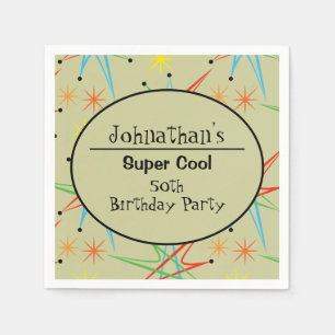 Serviette En Papier Rétro multicolore atomique de Starburst