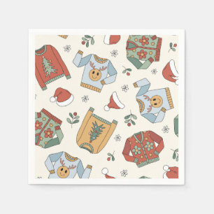 Serviette En Papier Retro Noël Fête de Sweat moche