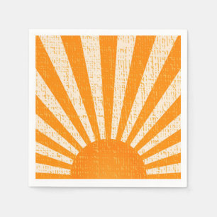 Serviette En Papier Retro Orange Sun I Vintage Sunrise I Boho Sunshine