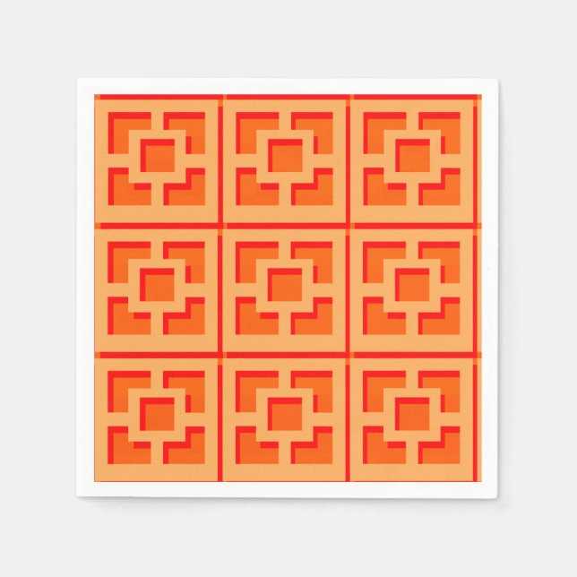 Serviette En Papier Retro Orange Trellis Paper Napkin (Devant)