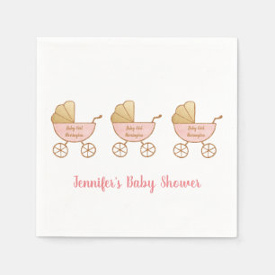 Serviette En Papier Retro Pastel Pink Carriage Parade Baby Girl Douche