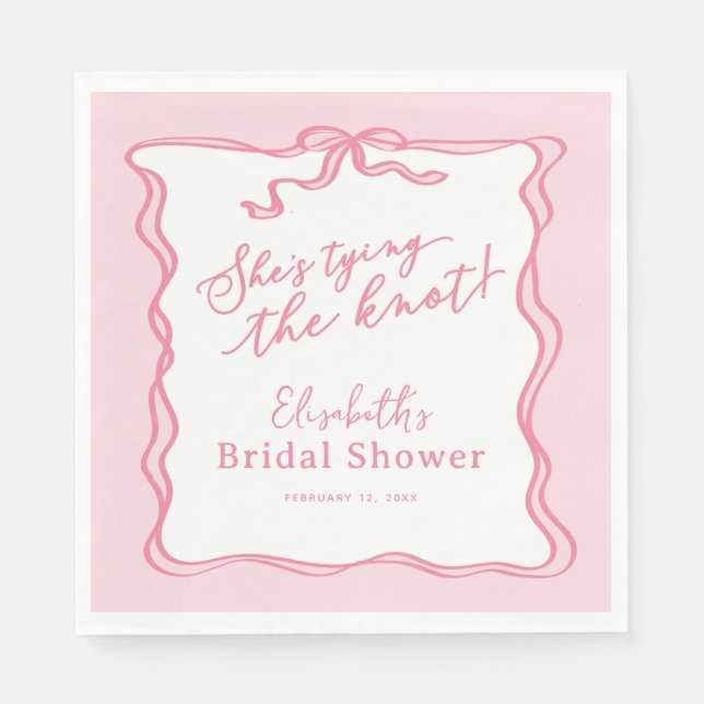 Serviette En Papier Retro Pink Bow Elle noue le noeud (Devant)