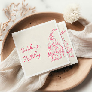 Serviette En Papier Retro Pink Main Drag Champagne Tower Amusant Anniv