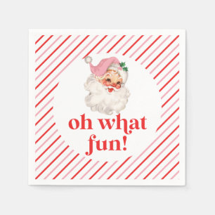 Serviette En Papier Retro Pink Père Noël Oh Quel Amusant