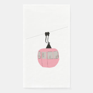 Serviette En Papier Retro Pink Ski Gondola Skieurs Ascenseur