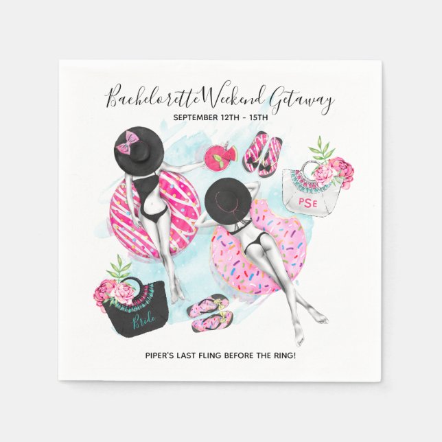 Serviette En Papier Retro Pool Girls Bachelorette Weekend Party (Devant)