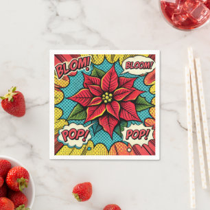 Serviette En Papier Retro Pop Art Poinsettia Comédie Livre Découpage