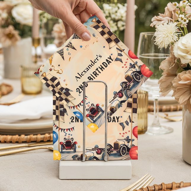 Serviette En Papier Retro Race Track Two Fast Birthday (Créateur téléchargé)